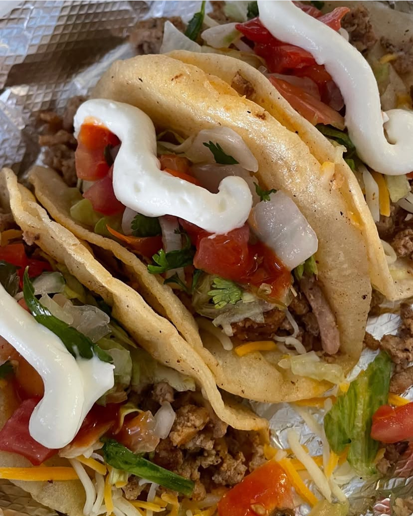 Street tacos with fresh toppings and sauce